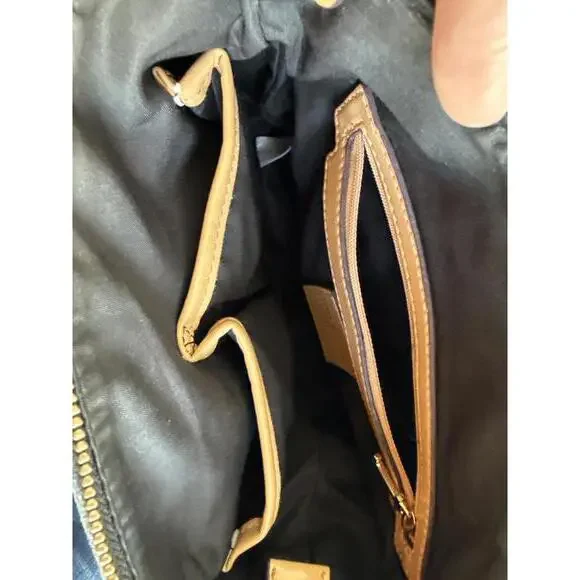 Isaac Mizrahi Black & Brown Leather Crossbody Bag Adjustable Strap - Picture 5 of 9